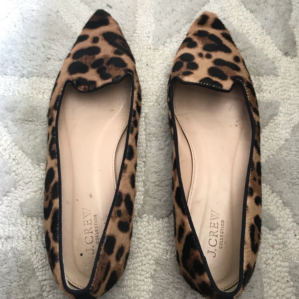 J.crew Collection Leopard Calf Hair Flat Sz 8